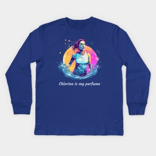 Chlorine is my perfume, swimming v2 Kids Long Sleeve T-Shirt